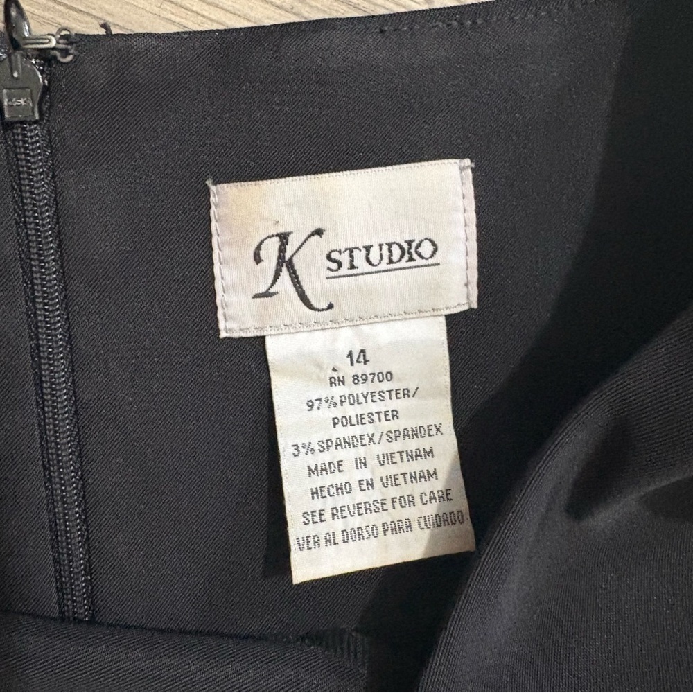 K Studio Black Dress Pockets LBD Cap Sleeves Career Party Work Women's Sz 14 - Picture 3 of 7
